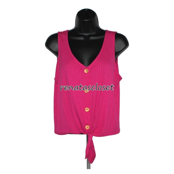 Elodie Women's Tie Front Button Up Tank Top NWT - Picture 1 of 12